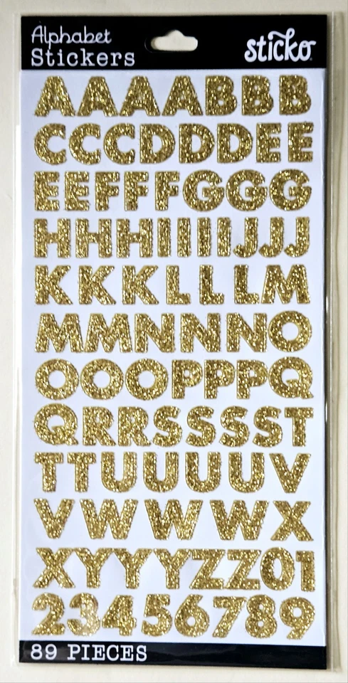 Alphabet & Numbers (Gold)/ Flat Stickers/Sticko  - Image 1 of 1