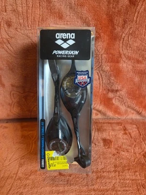 Arena Powerskin Racing Gear Goggles. Cobra Hydrodynamics. Black. NEW