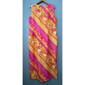 Spago Size 16 Flower Power Bright Dopamine Floral Sleeveless Maxi Dress 60s - Picture 1 of 11