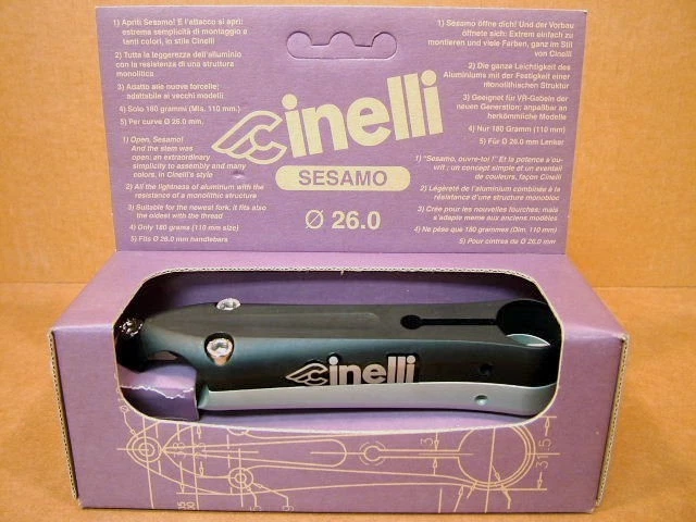 New-Old-Stock Cinelli Sesamo Stem...Black/Silver Finish w/Silver Decals (130 mm) - Image 1 of 1