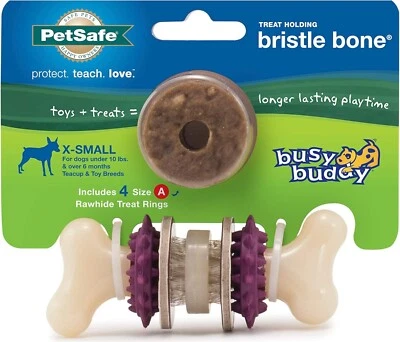 Busy Buddy Bristle Bone Dog Toy - Treat-Holding Toy for Small Dogs - Treat Rings — 第 1/4 张图片