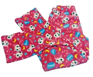 Cat Print Colorful Design Fleece PJ Bottoms Soft Cotton Candy Girls Size 14 - Picture 1 of 6