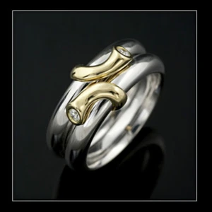 Georg Jensen 18k Weiß- und Gelbgold Ring mit Diamanten - Magic Doppio - Bild 1 von 2