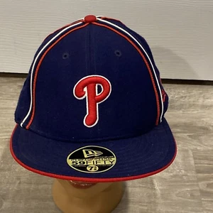 Philadelphia Phillies Hat Cap Mens 7 5/8 Fitted New Era Red & White Pinstripes - Picture 1 of 11