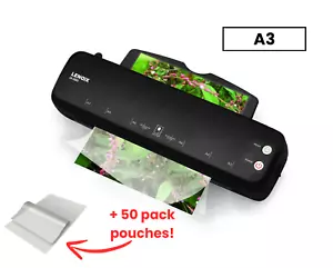 Lenoxx Hot Paper Laminator 350W for 80-100 Microns with 50 A3 Laminating Pouches - Picture 1 of 4