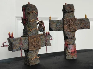2 Large Crosses Trench Crusade Compatible Scatter Terrain Candles Skull Posters - Picture 1 of 11