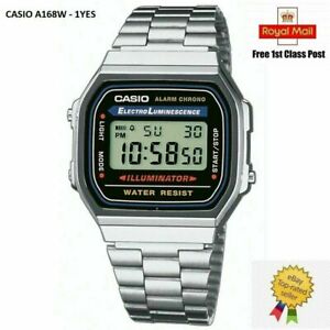  CASIO Retro Classic Unisex Digital Steel Bracelet Watch-A168WA- Silver-Warranty