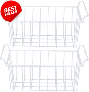 2Pcs Freezer Wire Storage Baskets Organizer for Pantry Kitchen Laundry - Picture 1 of 12
