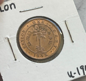 1945 Ceylon 1 One Cent