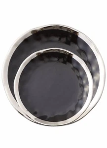 Purzest Dinner Plate, Salad Plate 2 Piece Place Setting Silver/Black - Bild 1 von 2