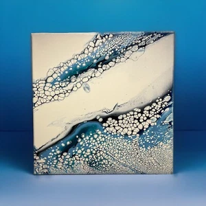 Original Abstract Acrylic Fluid Art Painting 12"x12" Signed Canvas Modern ART - Picture 1 of 9