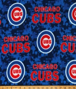 Fleece Chicago Cubs MLB Sports Baseball Team Fleece Fabric Print BTY A411.37 - Picture 1 of 1