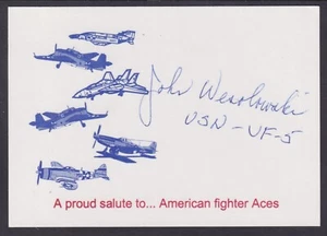 Lt. John Wesolowski, WWII US Navy Ace, signed American fighter Aces Card - Picture 1 of 1