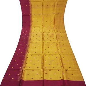 Vintage Orange Dual Tone 100%Pure Silk Woven Sari Remnant 5YD Craft Fabric Scrap - Picture 1 of 4