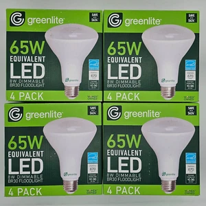 Greenlite BR30 Floodlight 8W Dimmable LED 65W Equiv 4-Pack, Lot of 4 = 16 Bulbs - Picture 1 of 9