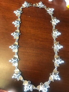 Vintage MEXICO TAXCO 925 Sterling Silver 3-D Grape Clusters Necklace 19 1/2 inch - Picture 1 of 5