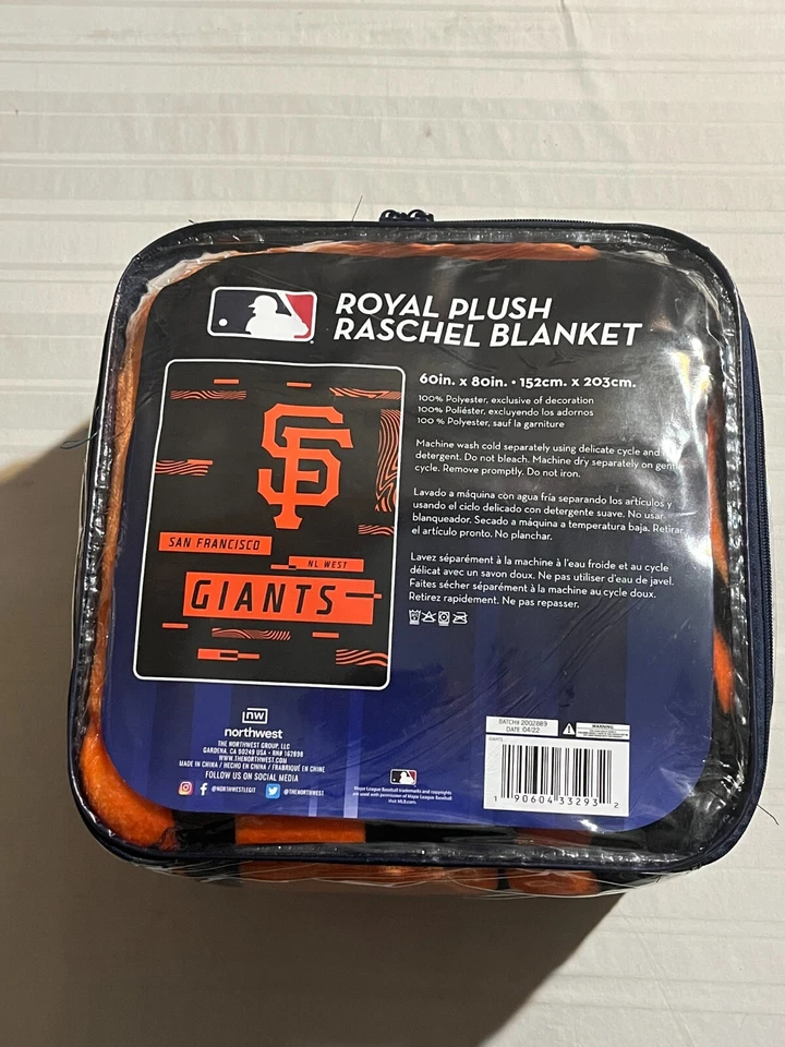 Manta de felpa Northwest Company de los Gigantes de San Francisco MLB 60" X 80" Foto 1 de 1