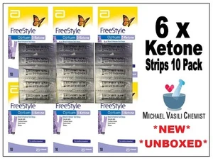 Ketone Test Strips 6x10 Pack (60 Strips) FreeStyle Abbott UNBOXED EXP 05/26 - Picture 1 of 4