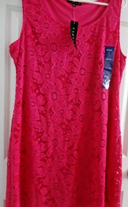 TIANA B SHOKING PINK FLORAL DAISY LACE SLEEVELACE WOMENS DRESS SIZE XXL NEW $98 - Picture 1 of 19