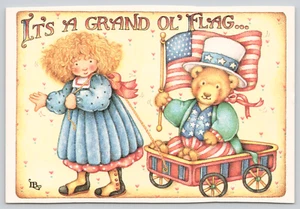 Postcard It's A Grand Ol' Flag Patriotic Toy Bear Doll Art by Lisa Blowers - Picture 1 of 2
