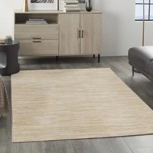 Nourison Essentials Indoor/Outdoor Ivory Gold 5' x 7' Area Rug Easy Cleaning Non - Picture 1 of 9
