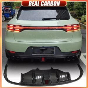 Fit For Porsche Macan 2014-20 REAL CARBON Rear Bumper Diffuser Lip Tail Light  - Picture 1 of 13