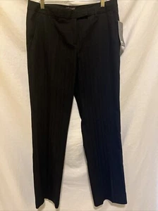 Kenneth Cole Kayla Anzughose vorne flach schwarz Nadelstreifen Größe 10 neu mit Etikett $ 99 - Bild 1 von 13