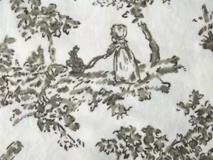 BTYD VTG BROWN TOILE ON IVORY NURSERY RHYME JUVENILE COTTON FLANNEL FABRIC 43"W - Picture 1 of 3