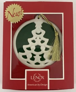Lenox Porcelain Colors of Christmas Green Tree Ornament Gold Tassel - Picture 1 of 8