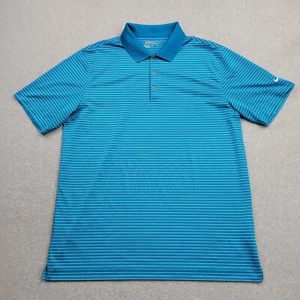 Nike Golf Poloshirt Herren L Blau Gestreift Kurzarm Tour Performance Dri Fit - Bild 1 von 9