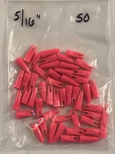 50 PINK 5/16” ORIGINAL BOHNING CLASSIC SEMI SNAP GLUE ON ARROW NOCKS - Picture 1 of 2