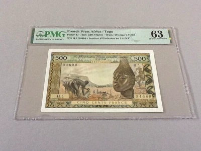 French West Africa/ Togo 500 Francs P-47 1956  PMG 63 - Image 1 of 4