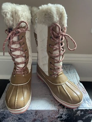 Botas de pato impermeables 3M Thinsulate para mujer talla 6 gamuza vaca cuero media pantorrilla - nuevas Foto 1 de 4