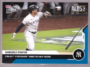 Giancarlo Stanton Yankees 5 HR 4 Postseason Games 2020 Topps NOW #373 Blue 09/49