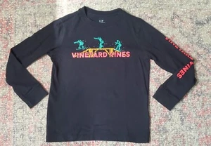Vineyard Vines Boys Size Youth 6 Black Snowboarding Long Sleeve T-Shirt-VGC - Picture 1 of 8