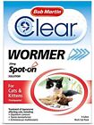 Bob Martin Clear | Spot On Wormer for Cats & Kittens | 100% Effective Tapeworm