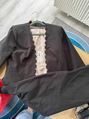 Traje para mujer Rebecca Taylor negro festoneado talla 6 pantalones talla 4 nuevo con etiquetas Foto 1 de 4