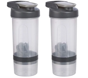 Amazon Basics Protein Shaker Bottle with Mixer Ball, Cups for Shakes, 20 oz, 2-P - Picture 1 of 5