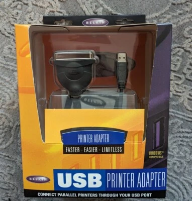 New In Package Belkin F5U002 USB to Parallel Printer Adapter . - Image 1 of 4