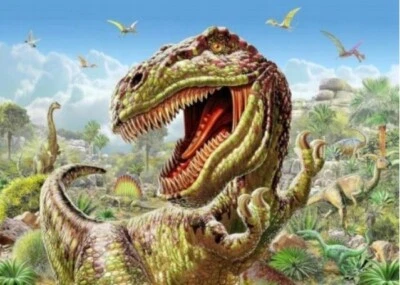 NORIMPEX 50x40 cm Malen nach zahlen Set mit Holzrahmen T-Rex Dinosaurier