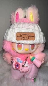 POP MART LABUBU The Monsters Plush Doll Outfit Pink Overalls No Doll NEW - Picture 1 of 4