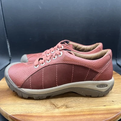 Keen Presidio Zapatos Mujer Talla 6.5 Cuero Rojo Senderismo Atlético Caminar Tenis Foto 1 de 4