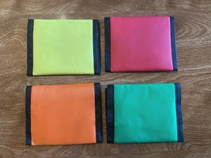 Lot of 4 New Hook and Loop Vintage Nylon Wallets 1990's Fluorescent - Picture 1 of 4