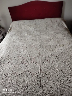 Ancien Dessus de lit au Crochet fait main  Vintage  1970 TBE  - Photo 1/4