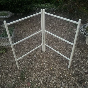 Vintage Wooden Folding Airer Clothes Horse Drying Rack Grey Paint Rustic Country - Picture 1 of 24