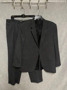 Chaps Suit Men's 44R Gray Striped 2B Academia Pants 37X30 Luxury Ralph Lauren - Picture 1 of 17