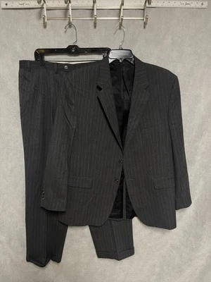 Chaps Suit Men's 44R Gray Striped 2B Academia Pants 37X30 Luxury Ralph Lauren - Image 1 of 4