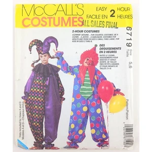 UNCUT Sz 5-6 Sewing Pattern Kids Costumes Clown Jester Harlequin McCall's 6719 - Picture 1 of 8