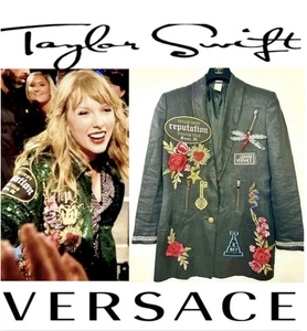 Versace Taylor Swift Black Rep Concert Costume Patch Jacket 42 44 46 6 8 10 M L - Picture 1 of 24