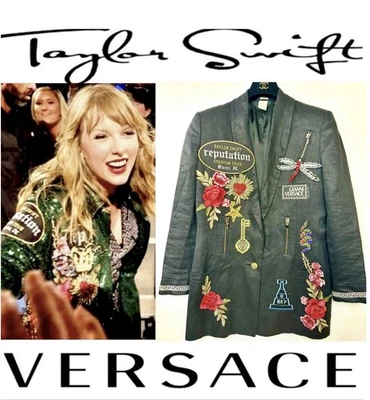 Versace Taylor Swift Black Rep Concert Costume Patch Jacket 42 44 46 6 8 10 M L - Image 1 of 4